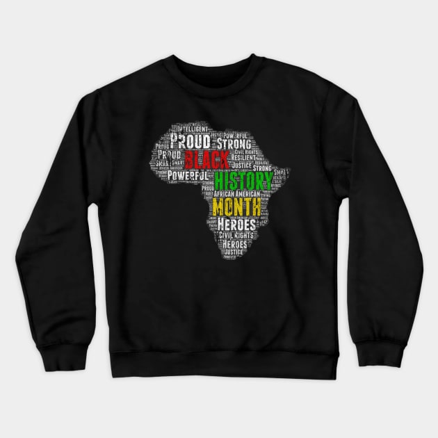 Black History Month Africa Shape Crewneck Sweatshirt by blackartmattersshop